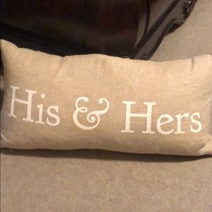 His & Hers Down Filled Decorative Pillow